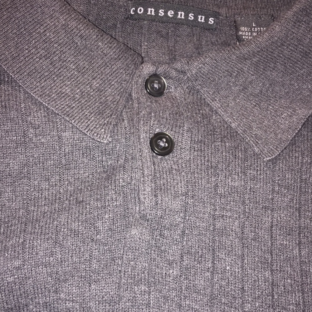 Consensus Long Sleeve Collared Cable Sweater - image 3
